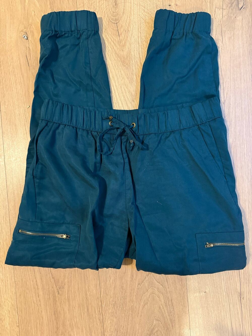 Banana Republic Tencel Cargo Jogger Pants Small Teal Blue Utility